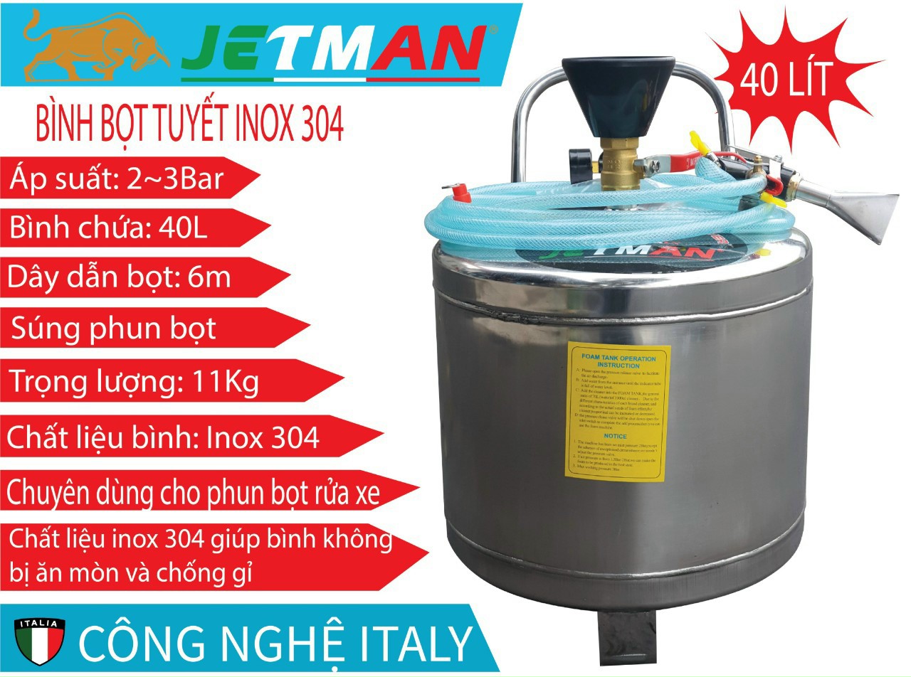 Bình Phun Bọt Tuyết Inox 40L Jetman BB304/405