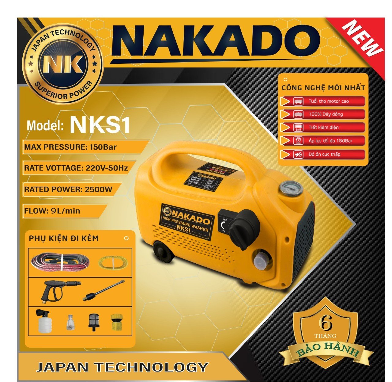 Máy Rửa Xe 2500W Nakado NKS1