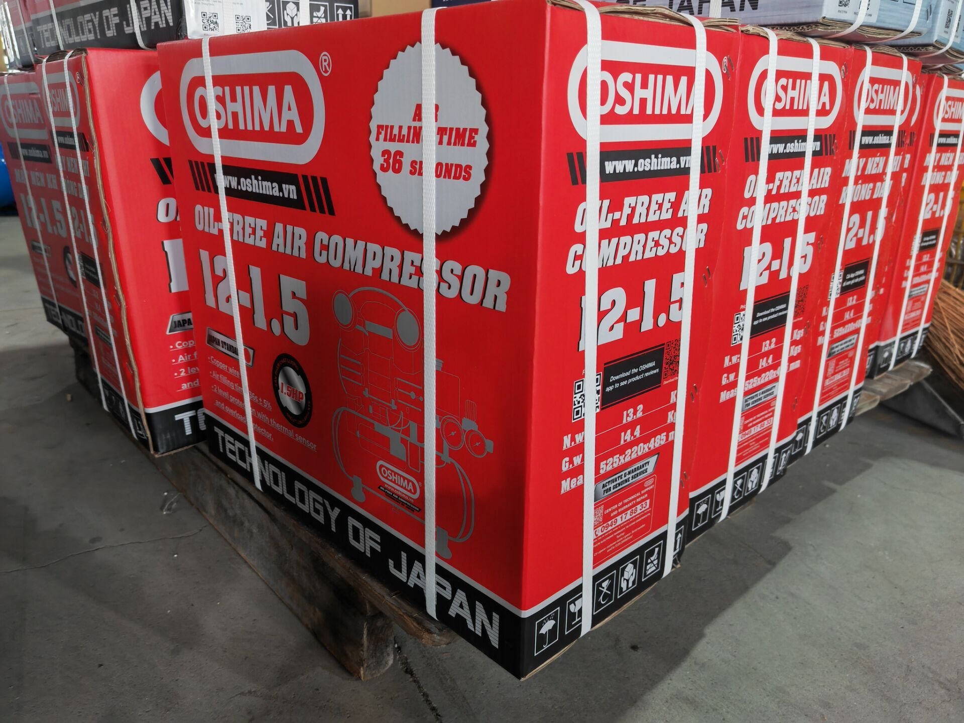 Máy Nén Khí Không Dầu Oshima 1.5HP 12L