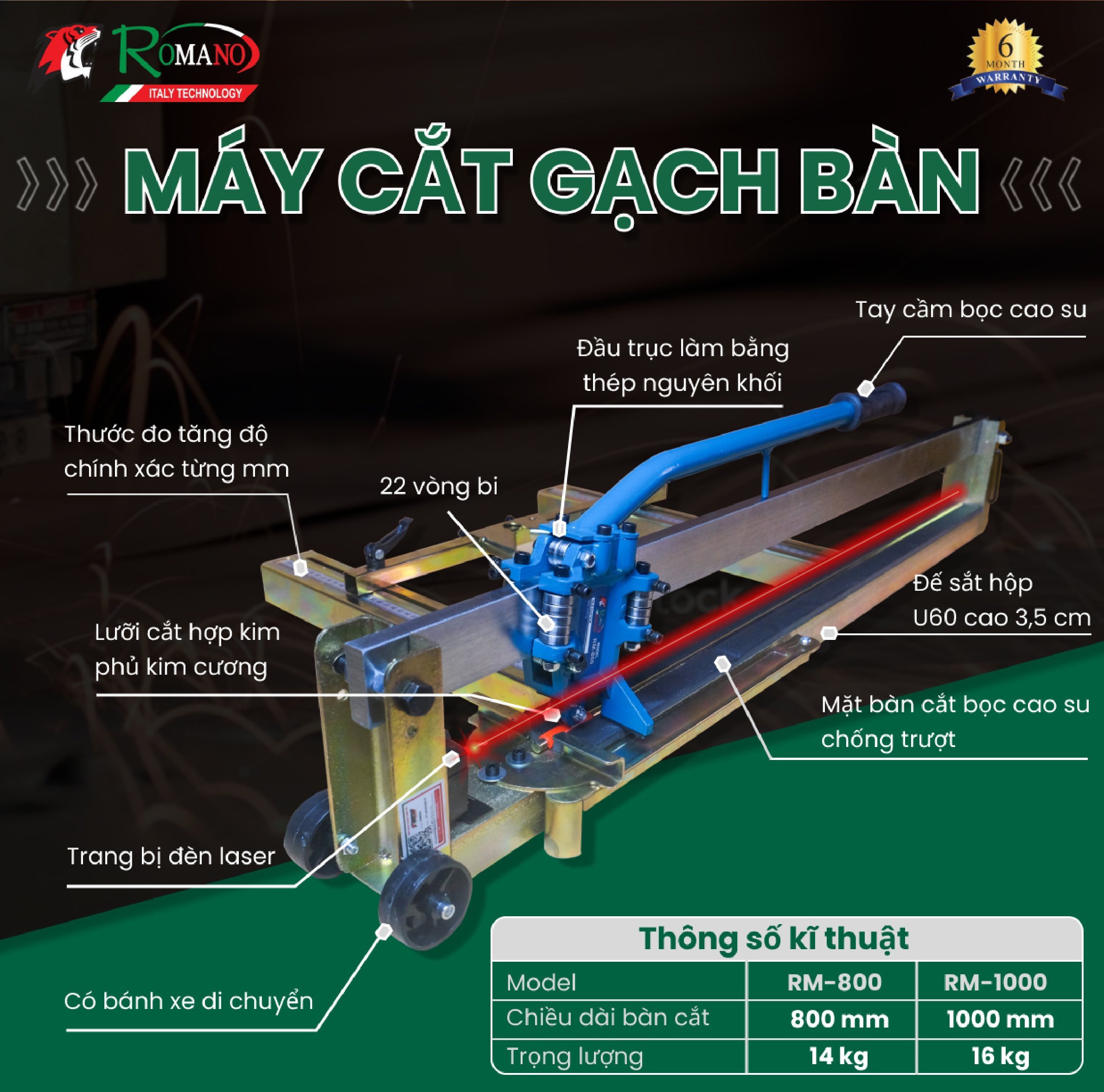 Máy Cắt Gạch Bàn Romano RM-1000