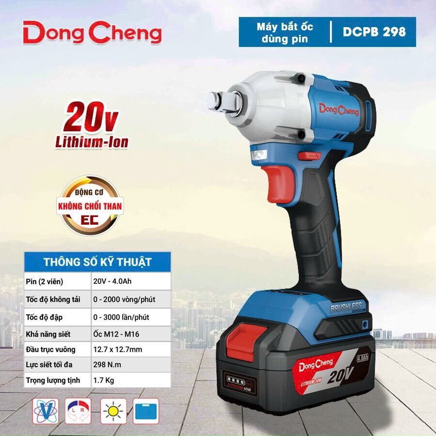 Máy Bắt Ốc Dùng Pin DongCheng DCPB298 20V 1 Pin 1 Sạc