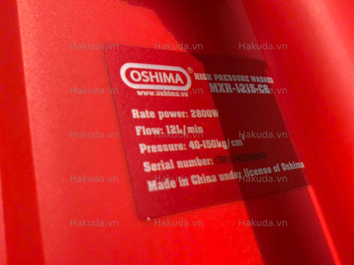Máy Rửa Xe 2800W Oshima MRX 1215-C6 Có Chỉnh Áp