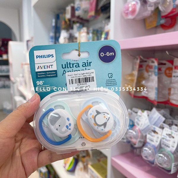 Ty ngậm Avent Ultra Air Animals hình thú set 2 cái (0-6M, 6-18M)