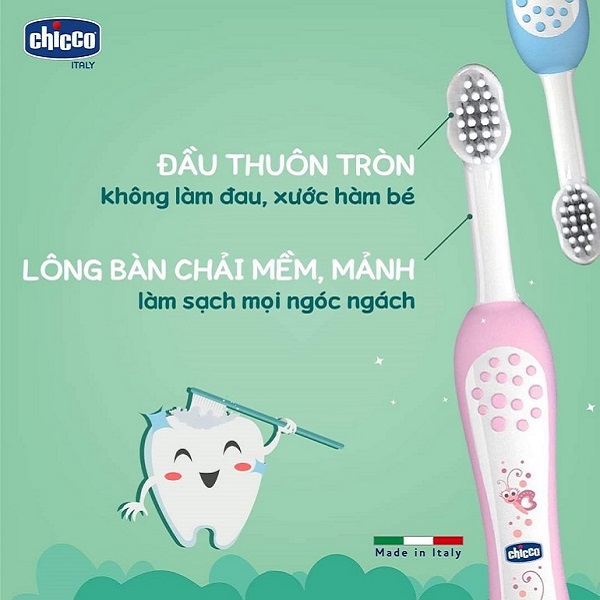 Bàn chải đánh răng cho bé Chicco an toàn cho trẻ nhỏ.