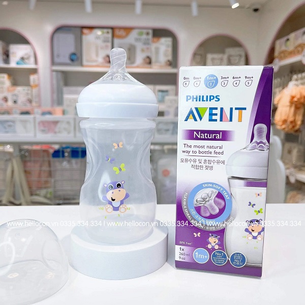 Bình Avent họa tiết Hippo 260ml