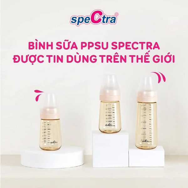 Bình sữa Spectra cổ rộng PPSU thân bình màu vàng 160ml, 260ml