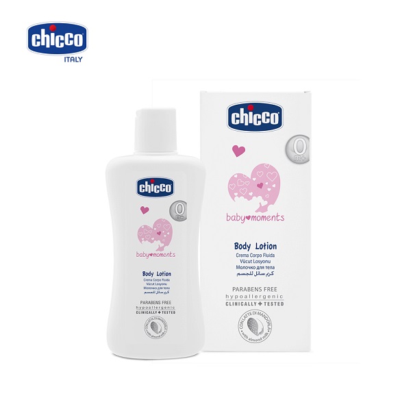 Sữa dưỡng thể Chicco Body Lotion chiết xuất hạnh nhân (200ml, 50ml) cho trẻ từ 0 tháng