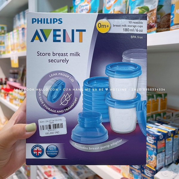 Cốc trữ sữa Avent 180 ml SCF618/10 (10 cốc)