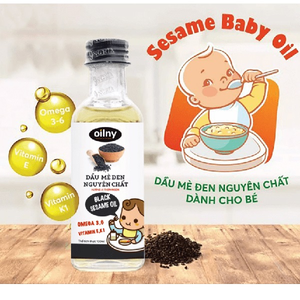 Dầu mè đen Oilny 9 Nghĩa nguyên chất 100ml cho trẻ từ 6 tháng
