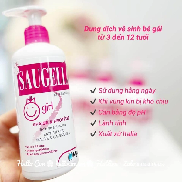 Dung dịch vệ sinh bé gái Saugella từ 3-12 tuổi