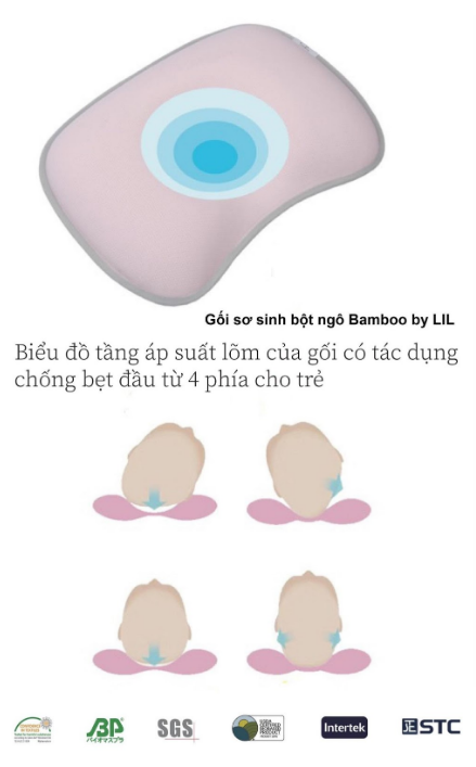 Gối chống bẹt đầu Lil Bamboo (Màu Ghi, Hồng, Xanh)