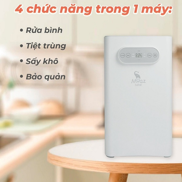 Máy rửa bình sữa Moaz BeBe MB035 kèm tiệt trùng, sấy khô và lưu trữ