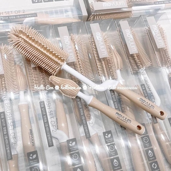 Cọ rửa bình Moyuum chất liệu Silicon Hàn Quốc (nâu, xanh, xám)