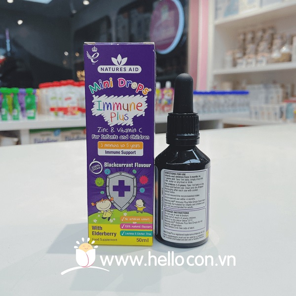 Tăng đề kháng Mini Drops Natures Aid Immune Plus cho trẻ từ 3 tháng