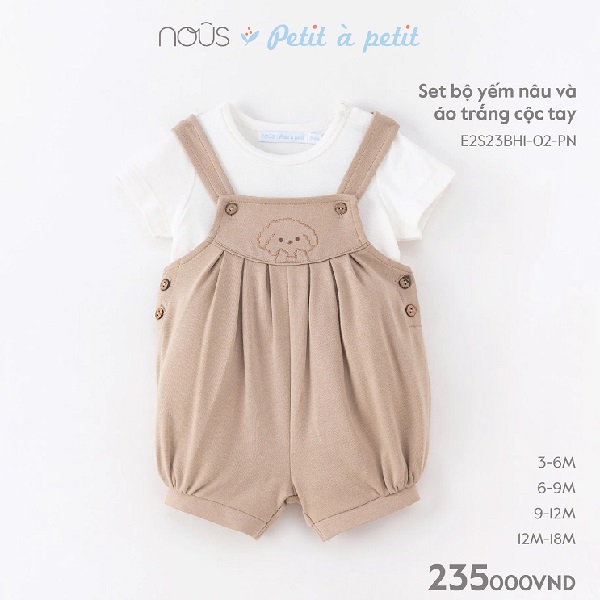 Hướng dẫn chọn size yếm cộc tay Nous chuẩn cho bé