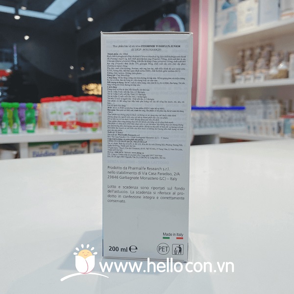 Fitobimbi Tussiflux Junior siro trị viêm họng, ho có đờm, đau họng cho trẻ từ 1 tuổi