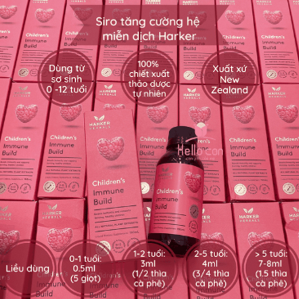 Các thành phần chính của Siro tăng đề kháng Children's Immune Build Harker 150ml
