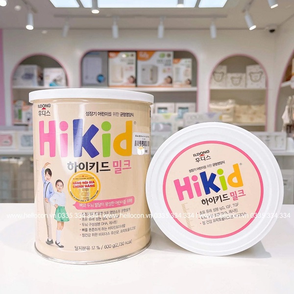 Sữa bột Hikid vị vani 600g/hôp cho trẻ từ 1 đến 9 tuổi