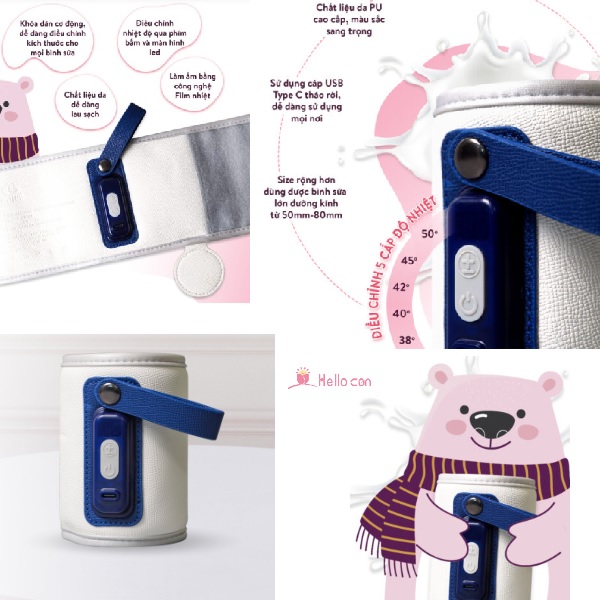 Ủ bình sữa Chibe di động CB016 mẫu mới