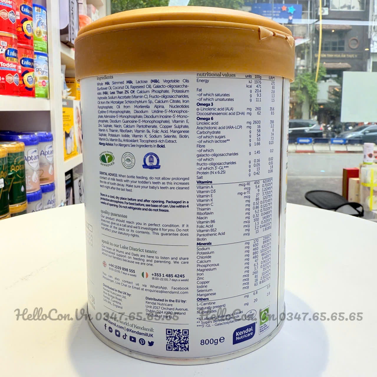 Giá trị dinh dưỡng của sữa Kendamil Classis 3 trong 100g sữa