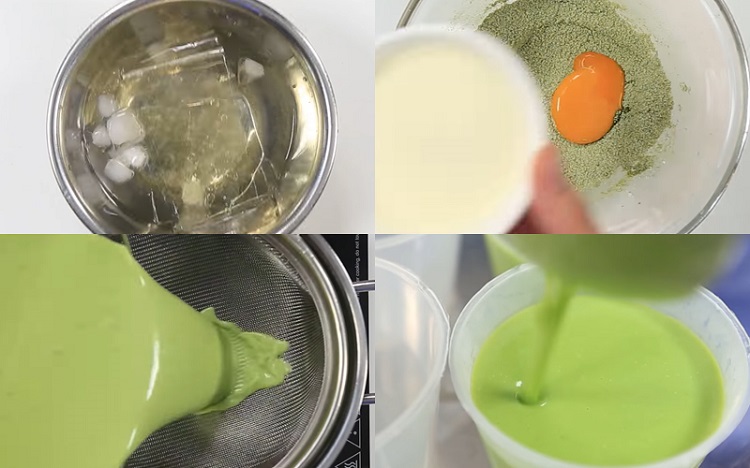 Cách làm bánh flan vị trà xanh và vị bắp