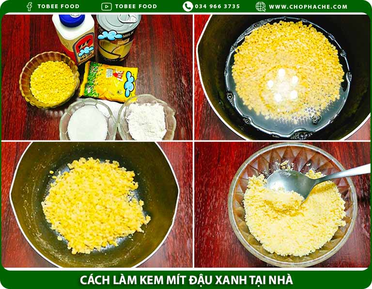 cách làm kem mít đậu xanh tại nhà