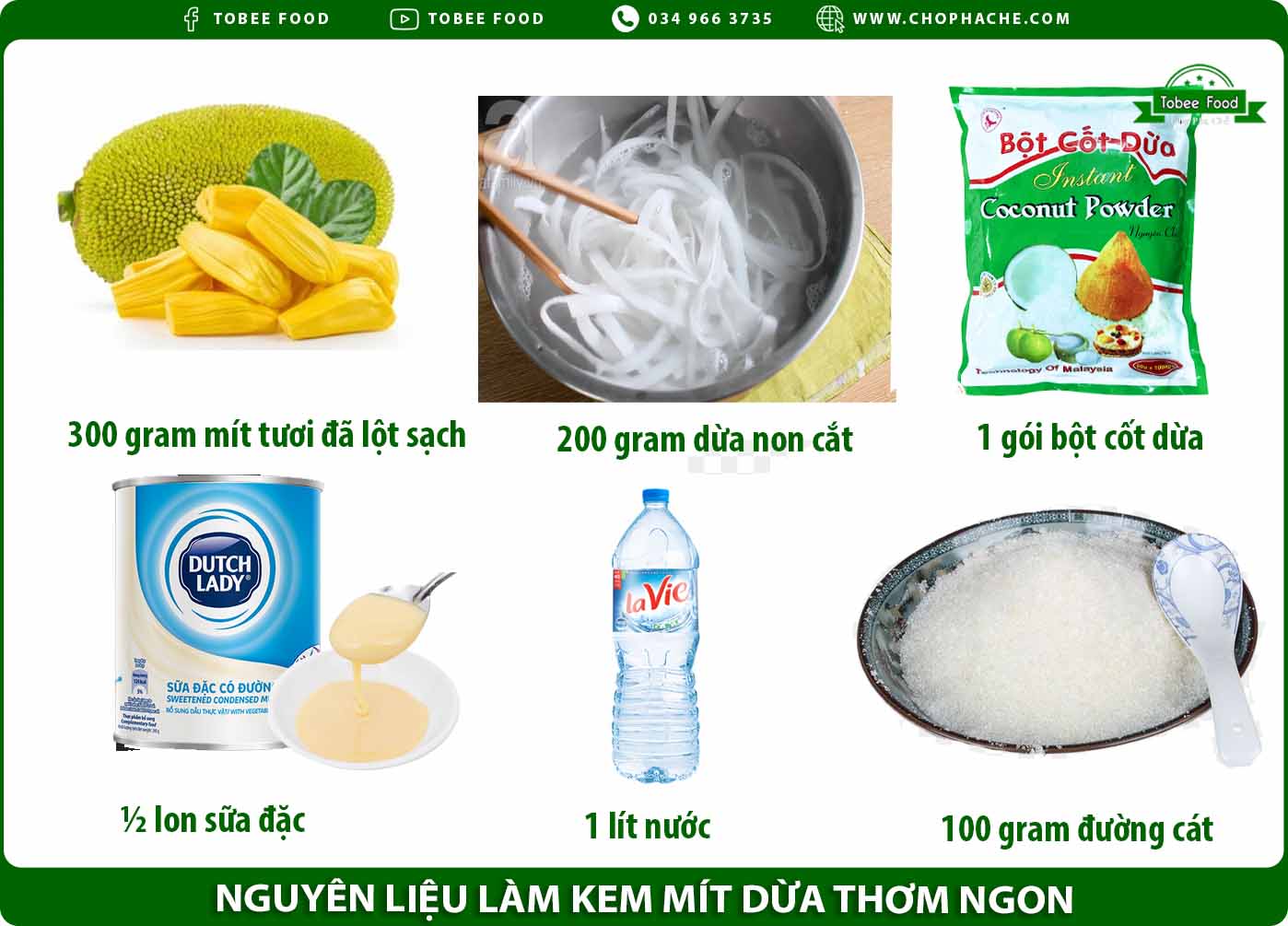 Nguyên liệu làm kem mít dừa