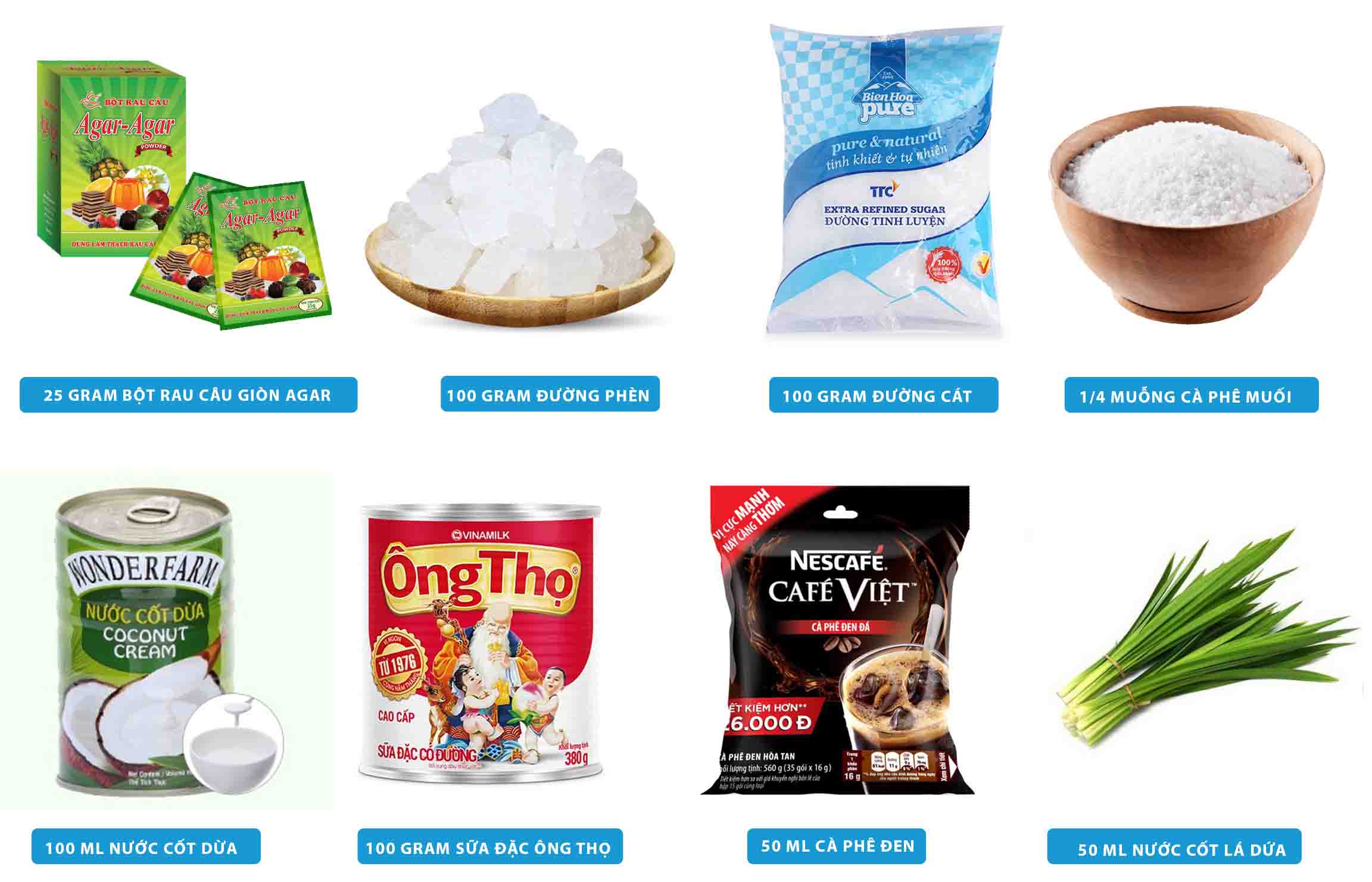 Nguyên liệu làm rau câu sơn thủy