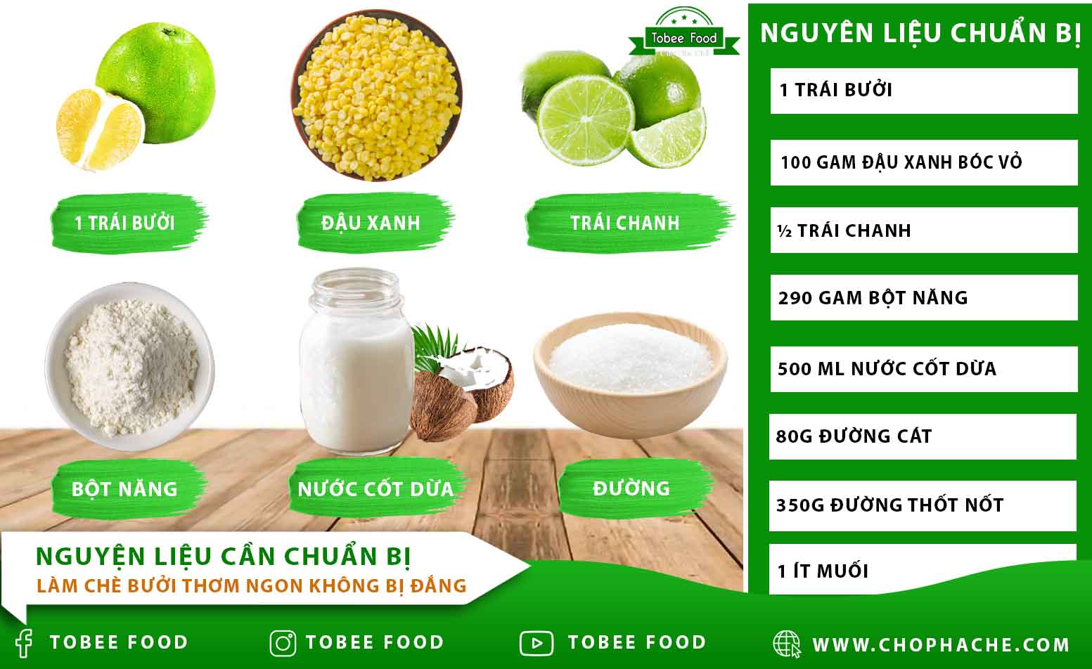 nguyên liệu nấu chè bưởi