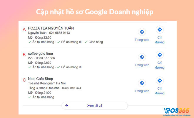 Cập nhật hồ sơ Google Doanh nghiệp