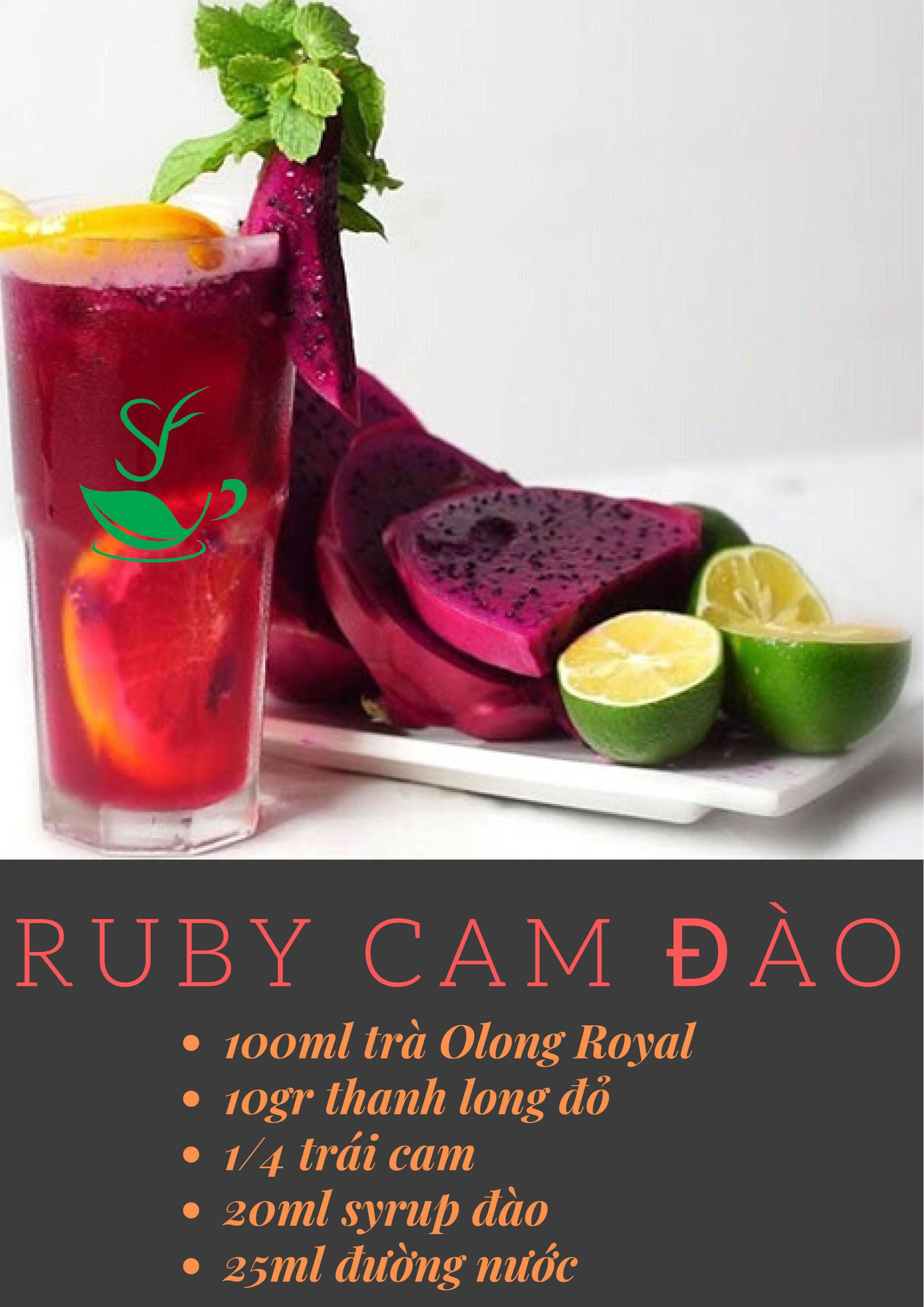 trà ruby cam đào trái cây