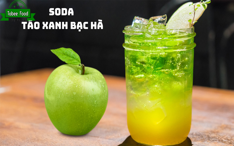 Cách pha chế soda bạc hà cùng táo xanh