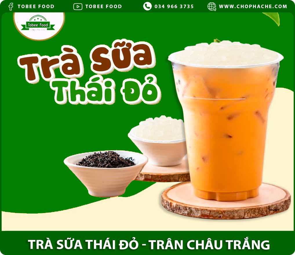 trà sữa thái đỏ trân châu trắng