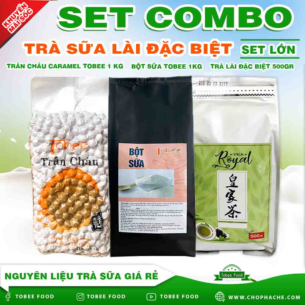 combo trà sữa Lài sét lớn trân châu đen