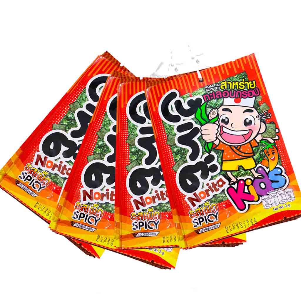 Rông biển ăn liền Norita Thái Lan miếng to 4 gram ( màu đỏ Vị cay )