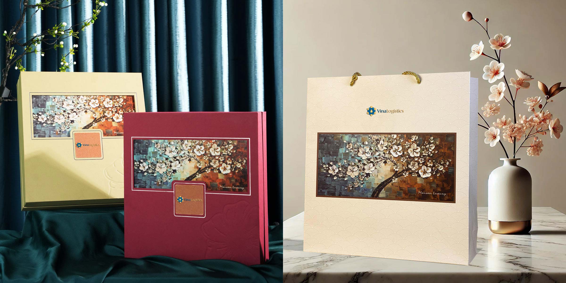 HỘP QUÀ TẾT IN LOGO DOANH NGHIỆP TẠI MAISON LUXURY