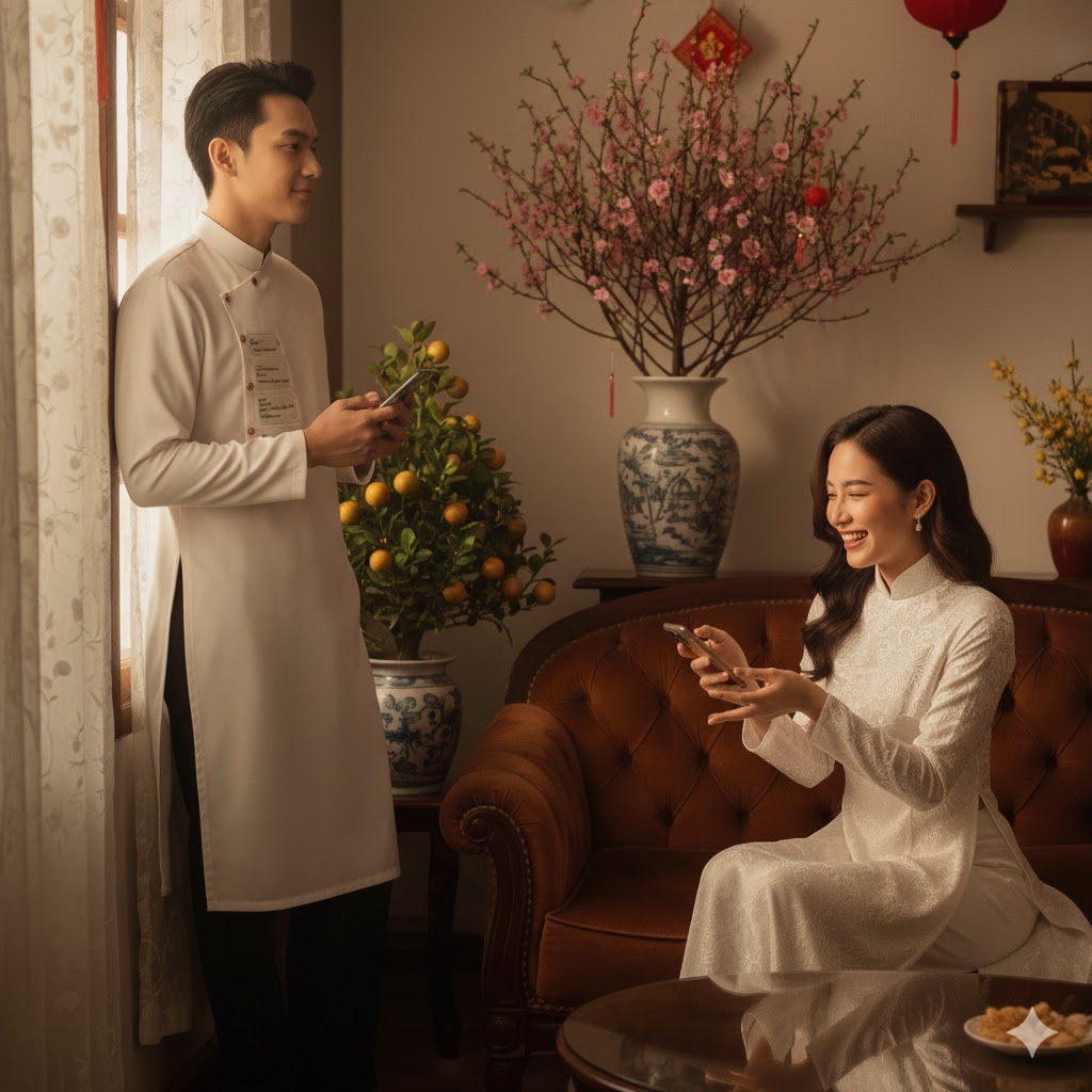 Caption/Status thả thính hoặc hài hước cho ngày Tết 2026?