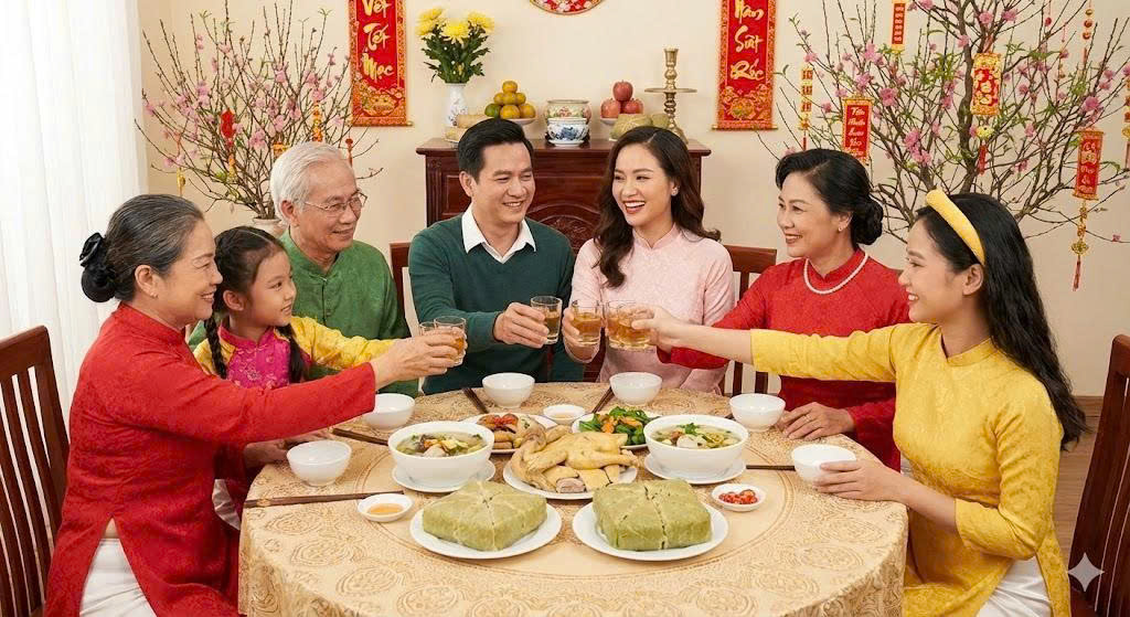 Hạnh phúc sum vầy bên mâm cơm Tết