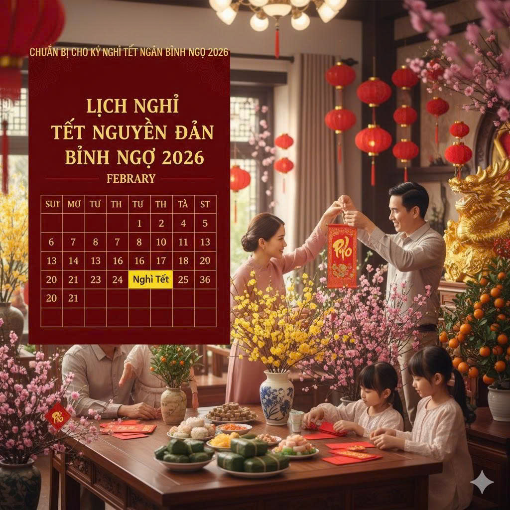 Lịch nghỉ Tết 2026 của học sinh/sinh viên/công chức nhà nước?