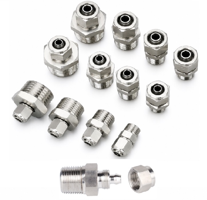 Đầu nối thẳng Inox 304 có 1 đầu siết ống và 1 đầu ren ngoài chi tiết