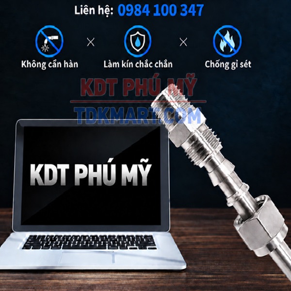 Đầu nối thẳng Inox 304 1 đầu siết hạt bắp 1 đầu ren ngoài LÀM KÍN CHẮC CHẮN