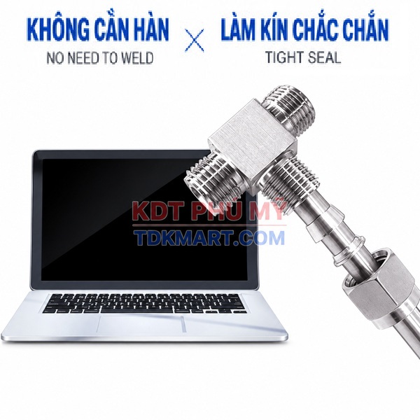 Đầu nối Inox 304 dạng chữ T có 3 đầu siết hạt bắp LÀM KÍN CHẮC CHẮN