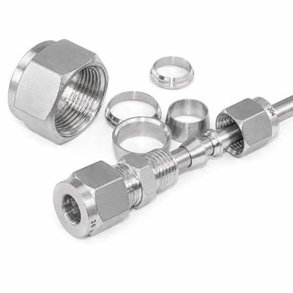 Đầu nối giảm thẳng Inox 304 2 đầu siết hạt bắp chi tiết lắp ống