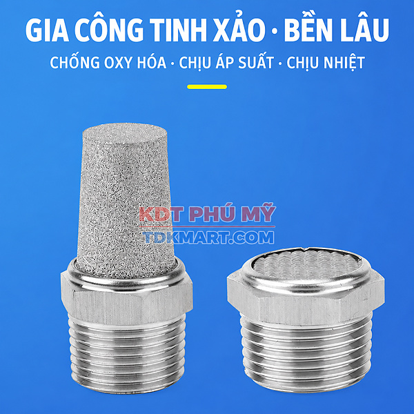 Đầu giảm thanh khí nén Inox 304 CHỐNG OXY HÓA