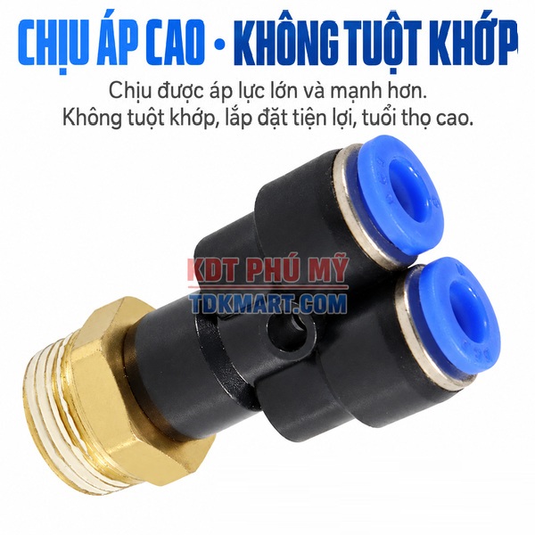Đầu nối khí nén chữ Y- Ren ngoài CHỊU ÁP CAO