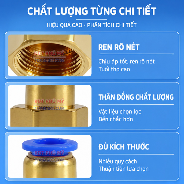 Đầu nối nhanh khí nén thẳng- Ren trong CHI TIẾT