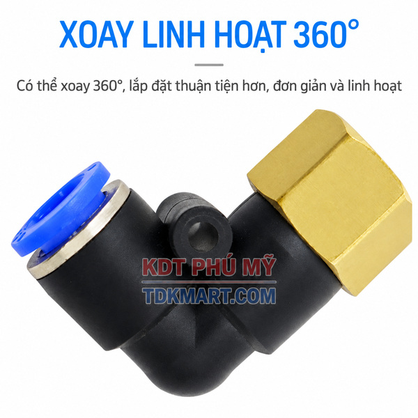 Co nối nhanh khí nén ren trong PLF XOAY 360 ĐỘ