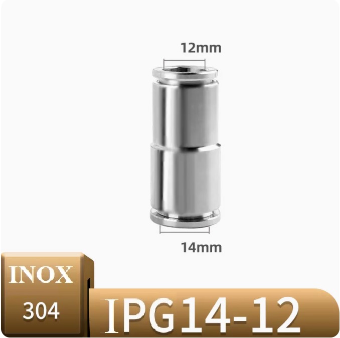 Đầu nối khí giảm thẳng Inox IPG14-12