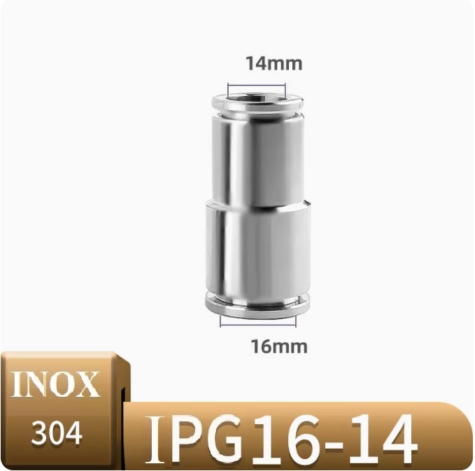 Đầu nối khí giảm thẳng Inox IPG16-14