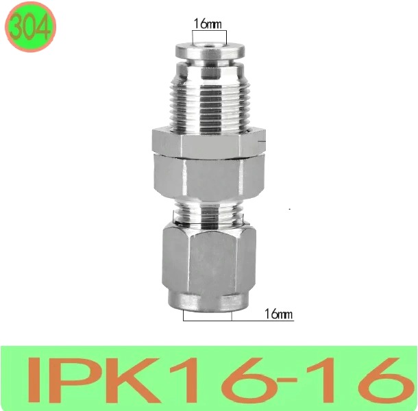 Đầu nối nhanh Inox một đầu siết hạt bắp ống 16 mm  Model: IPK16-16  Vật liệu: Inox 304